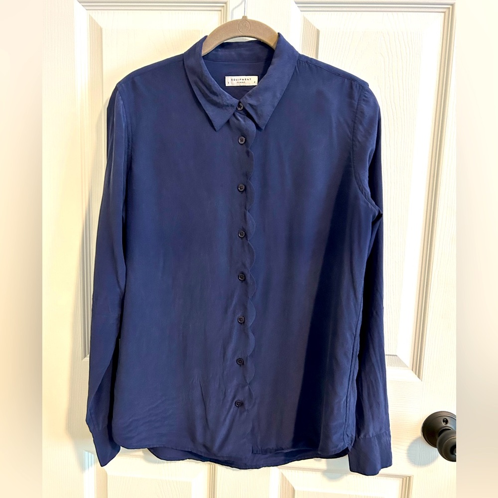 Equipment blue silk blouse size small